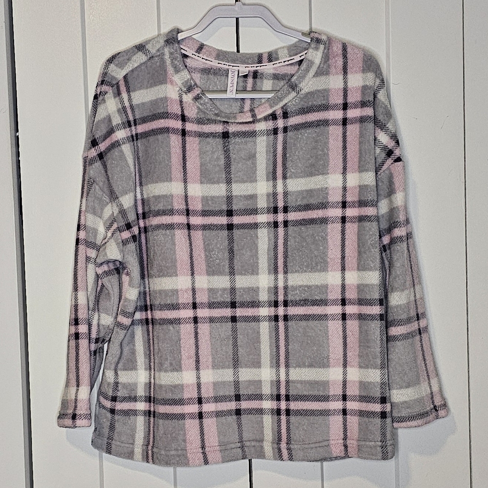 Joyspun Pink and Gray Plaid Comfy Cozy Pajama Set